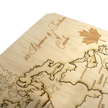 Load image into Gallery viewer, Canada Map - Puzzle Map - Art Kit - Raw Wood 18x12 Inches - 18 pieces - With Stand