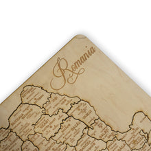 Load image into Gallery viewer, Romania Puzzle Map - Art Kit - Raw Wood 12x18 Inches - 42 Pieces - With Stand
