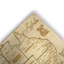 Load image into Gallery viewer, Australia Puzzle Map - Art Kit - Raw Wood 12x18 - 8 Pieces - With Stand