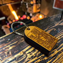 Load image into Gallery viewer, Keychain - Cedar Picket - Death Tarot Card - 2.8x1.5 Inches