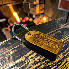 Load image into Gallery viewer, Keychain - Cedar Picket - The High Priestess Tarot Card - 2.8x1.5 Inches