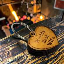 Load image into Gallery viewer, Keychain - Cedar Picket - Worlds Best Wife - 2x2 Inches