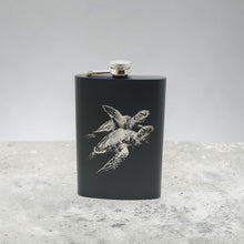 Load image into Gallery viewer, 8oz Black - Underwater Sea Turtles - Black Flask