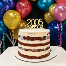Load image into Gallery viewer, Cake Topper - PERSONALIZED - Birthday with your age and year - Raw Wood