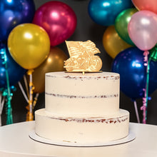 Load image into Gallery viewer, Cake Topper - Motorcycle with flag - Raw Wood