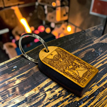 Load image into Gallery viewer, Keychain - Cedar Picket - The Lovers Tarot Card - 2.8x1.5 Inches