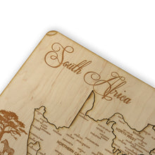 Load image into Gallery viewer, South Africa Puzzle Map - Art Kit - Raw Wood 12x18 Inches - 11 Pieces - With Stand