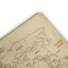 Load image into Gallery viewer, World Map - Art - Raw Wood 18x12 Inches - With Stand