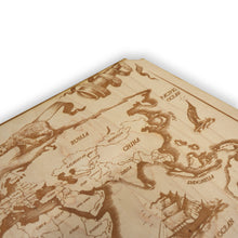 Load image into Gallery viewer, Vintage World Map - Art - Raw Wood 18x12 Inches - With Stand