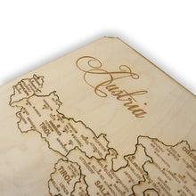 Load image into Gallery viewer, Austria Puzzle Map - Art Kit - Raw Wood 12x18 Inches - 11 Pieces - With Stand