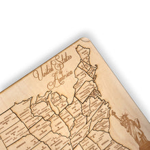 Load image into Gallery viewer, 50 State WITH CITIES American Puzzle Map Lady Liberty - Art Kit - Raw Wood 12x18 Inches - 51 Pieces - With Stand