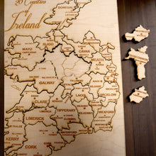 Load image into Gallery viewer, 26 counties of Ireland Puzzle Map - Art Kit - Raw Wood 18x12 Inches