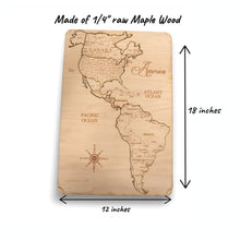 Load image into Gallery viewer, America North South and Central Puzzle Map - Art Kit - Raw Wood 12x18 Inches - 7 Pieces - With Stand
