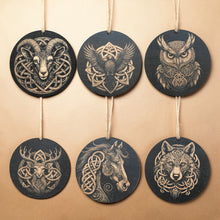 Load image into Gallery viewer, Ornament - Black - Celtic Animals - Set of 6