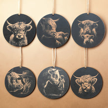 Load image into Gallery viewer, Ornament - Black - Highland Cow - Set of 6