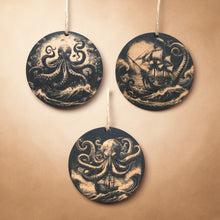 Load image into Gallery viewer, Ornament - Black - Kraken - Set of 3