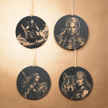 Load image into Gallery viewer, Ornament - Black - Lady Viking - Set of 4