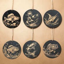 Load image into Gallery viewer, Ornament - Black - Fish - Set of 6
