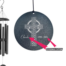 Load image into Gallery viewer, Wind Chime - Celtic Cross - PERSONALIZED - Black powder coated