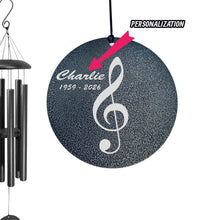 Load image into Gallery viewer, Wind Chime - PERSONALIZED - Treble Clef note - Black powder coated