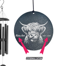 Load image into Gallery viewer, Wind Chime - PERSONALIZED - Highland Cow - Black powder coated