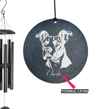 Load image into Gallery viewer, Wind Chime - Pit Bull - PERSONALIZED - Black powder coated