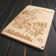 Load image into Gallery viewer, Denmark Puzzle Map - Art Kit - Raw Wood 12x18 Inches - 16 Pieces - With Stand