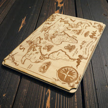 Load image into Gallery viewer, Vintage World Map - Art - Raw Wood 18x12 Inches - With Stand