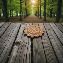 Load image into Gallery viewer, Henna Flower Raw Wood Coaster/Disc qty 1 - 5x5 Inches