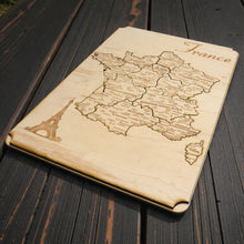 Load image into Gallery viewer, France Puzzle Map - Art Kit - Raw Wood 12x18 Inches - 14 Pieces - With Stand