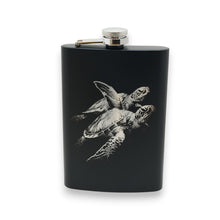 Load image into Gallery viewer, 8oz Black - Underwater Sea Turtles - Black Flask