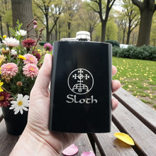 Load image into Gallery viewer, 8oz BLACK Seven Deadly Sins SLOTH Flask