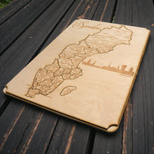 Load image into Gallery viewer, Sweden Puzzle Map - Art Kit - Raw Wood 12x18 Inches - 22 Pieces - With Stand