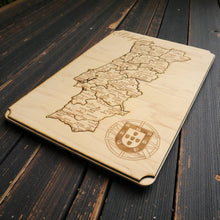 Load image into Gallery viewer, Portugal Puzzle Map - Art Kit - Raw Wood 12x18 Inches - 19 Pieces - With Stand