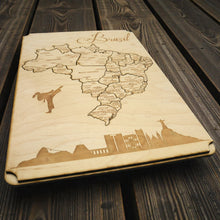 Load image into Gallery viewer, Brazil Puzzle Map - Art Kit - Raw Wood 12x18 Inches - 28 Pieces - With Stand