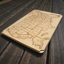 Load image into Gallery viewer, 50 State WITH CITIES American Puzzle Map Lady Liberty - Art Kit - Raw Wood 12x18 Inches - 51 Pieces - With Stand