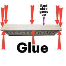 Load image into Gallery viewer, Sign - Restrooms - RAW WOOD - With Add on - Box Sign - 24x6x3 inches