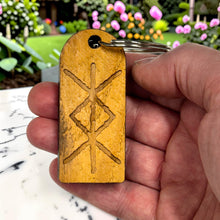 Load image into Gallery viewer, Keychain - Cedar Picket - Viking Protection Rune - 2.75x1.2 Inches