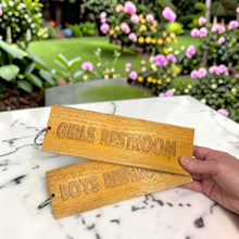 Load image into Gallery viewer, Keychain - Cedar Picket - Boys and Girls Restrooms (Both)  - 10x3.5 Inches