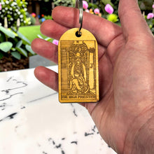 Load image into Gallery viewer, Keychain - Cedar Picket - The High Priestess Tarot Card - 2.8x1.5 Inches