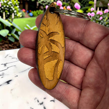 Load image into Gallery viewer, Keychain - Cedar Picket - Palm Tree Surfboard - 3x1 Inches