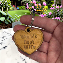 Load image into Gallery viewer, Keychain - Cedar Picket - Worlds Best Wife - 2x2 Inches