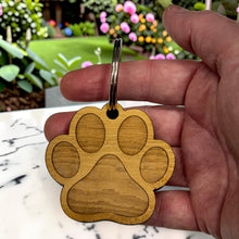 Load image into Gallery viewer, Keychain - Cedar Picket - Paw Print - 2.5x2.5 Inches