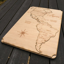 Load image into Gallery viewer, America North South and Central Puzzle Map - Art Kit - Raw Wood 12x18 Inches - 7 Pieces - With Stand
