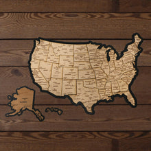 Load image into Gallery viewer, Detailed 50 State map with cities Puzzle - 18x13 Inches - 52 Piece Wood