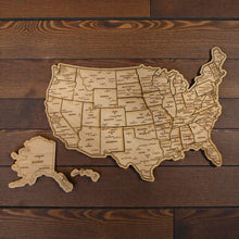 Load image into Gallery viewer, Detailed 50 State map with cities Puzzle - 18x13 Inches - 52 Piece Wood