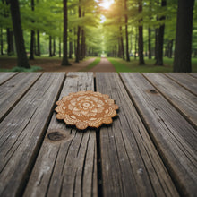 Load image into Gallery viewer, Henna Flower Raw Wood Coaster/Disc qty 1 - 5x5 Inches