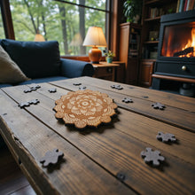Load image into Gallery viewer, Henna Flower Raw Wood Coaster/Disc qty 1 - 5x5 Inches