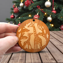 Load image into Gallery viewer, Ornament - Giraffe and Baby - Raw Wood