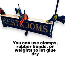 Load image into Gallery viewer, Sign - Restrooms - BLACK - With Add on - Box Sign - 24x6x3 inches